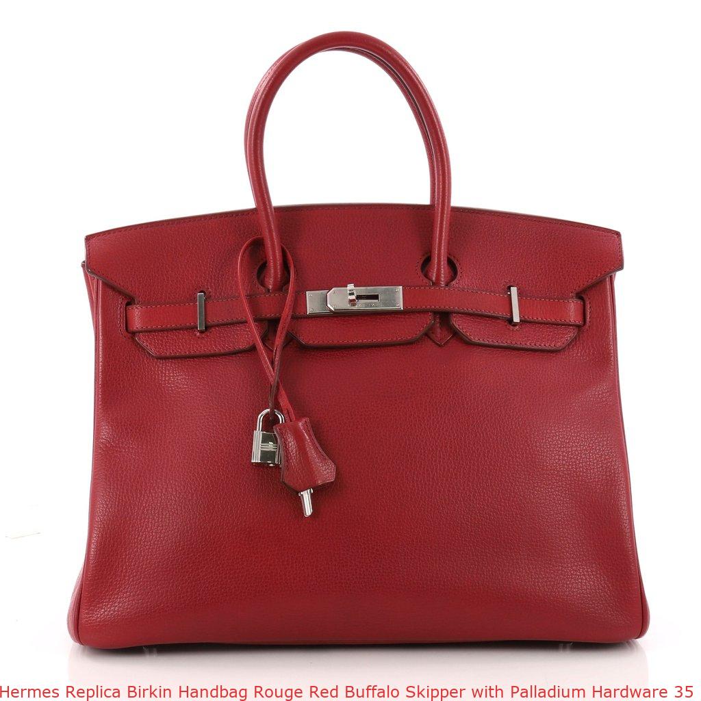 Hermes Replica Birkin Handbag Rouge Red Buffalo Skipper with Palladium Hardware 35 – Replica ...